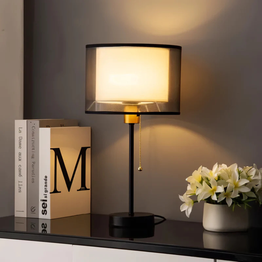 Norvelle | Vintage Table Lamp With Double Fabric Shade