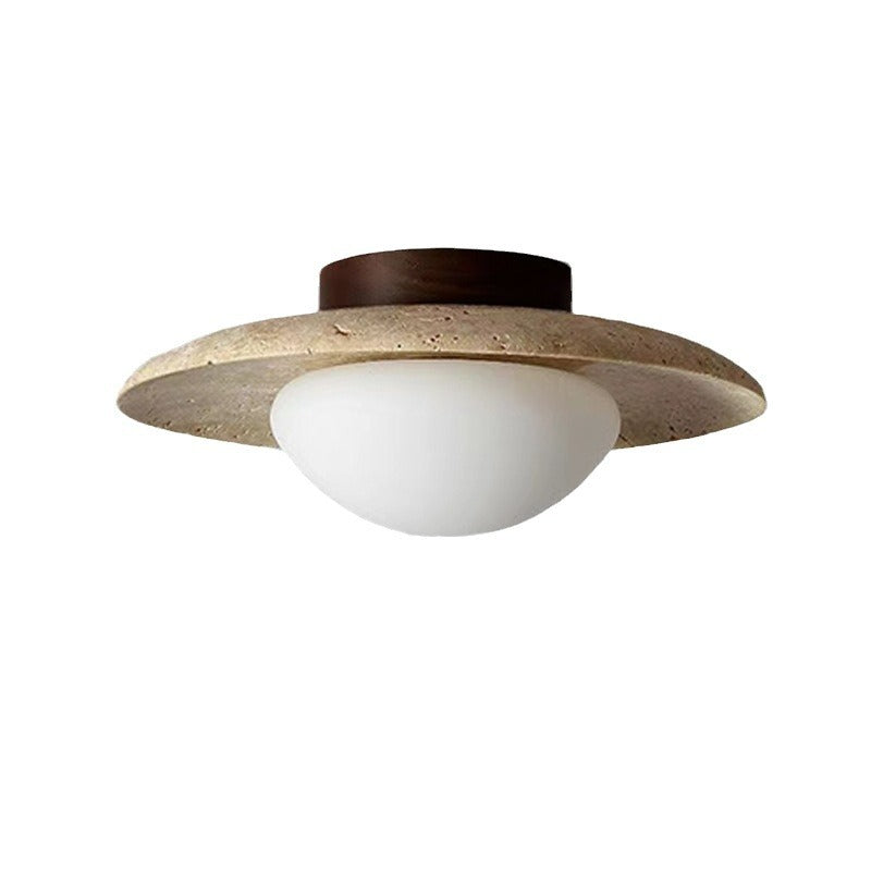 Sorene Minimalist Travertine LED Ceiling Light Fixture