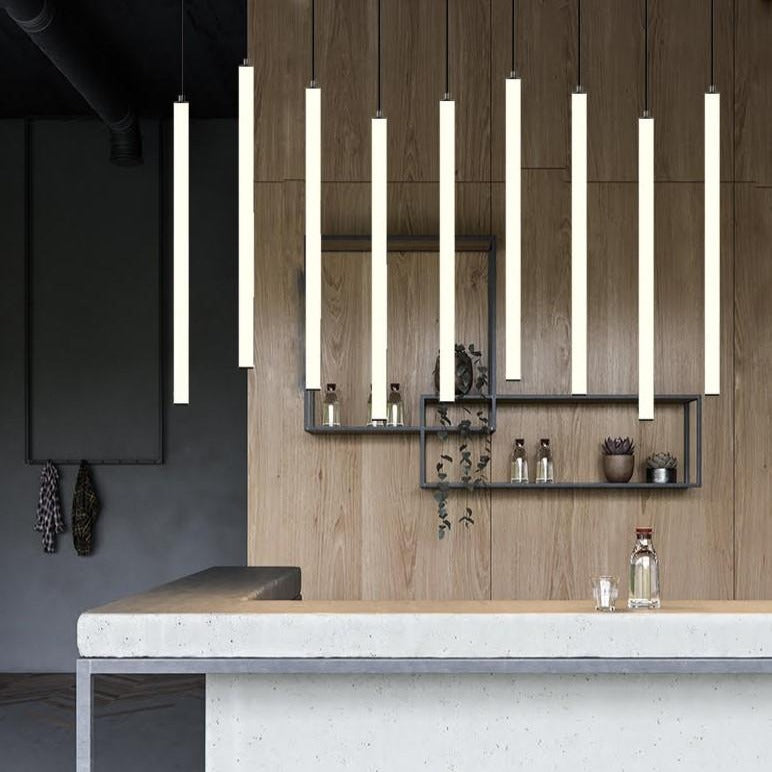 Lysara | Scandinavian LED Rod Pendant in Black and Gold