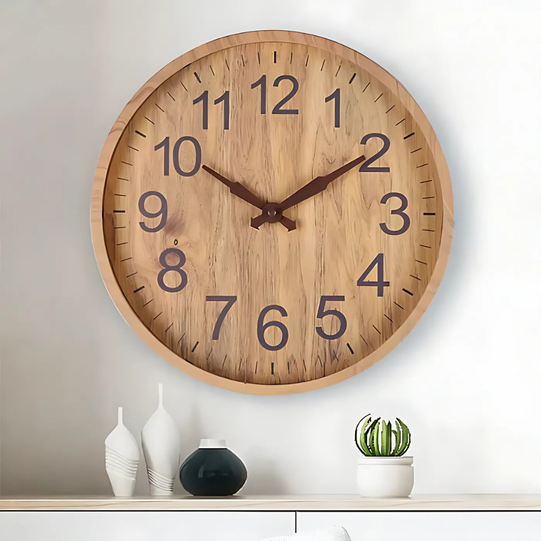 Lunora Oversized Wooden Wall Clock For Cozy Living Room