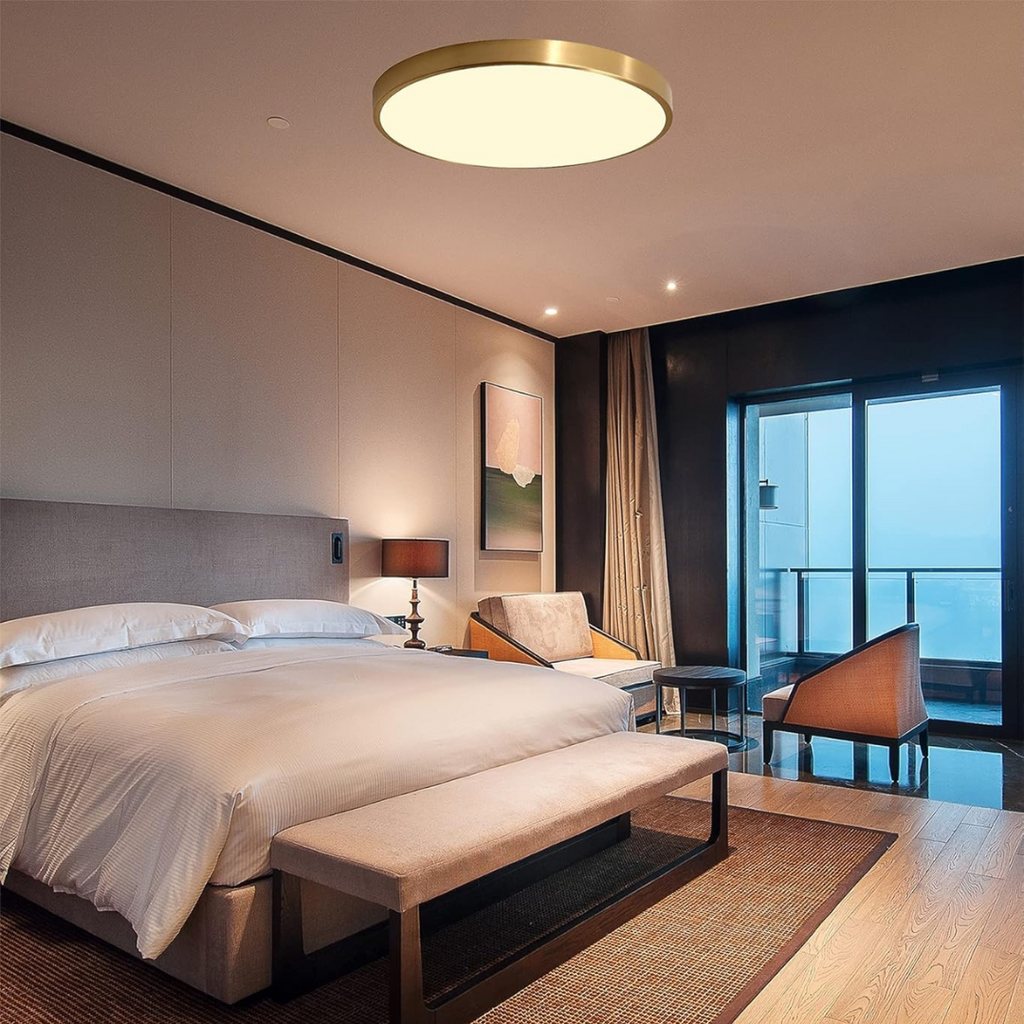 Elara Ultra Thin Gold LED Ceiling Light Minimalist Glow