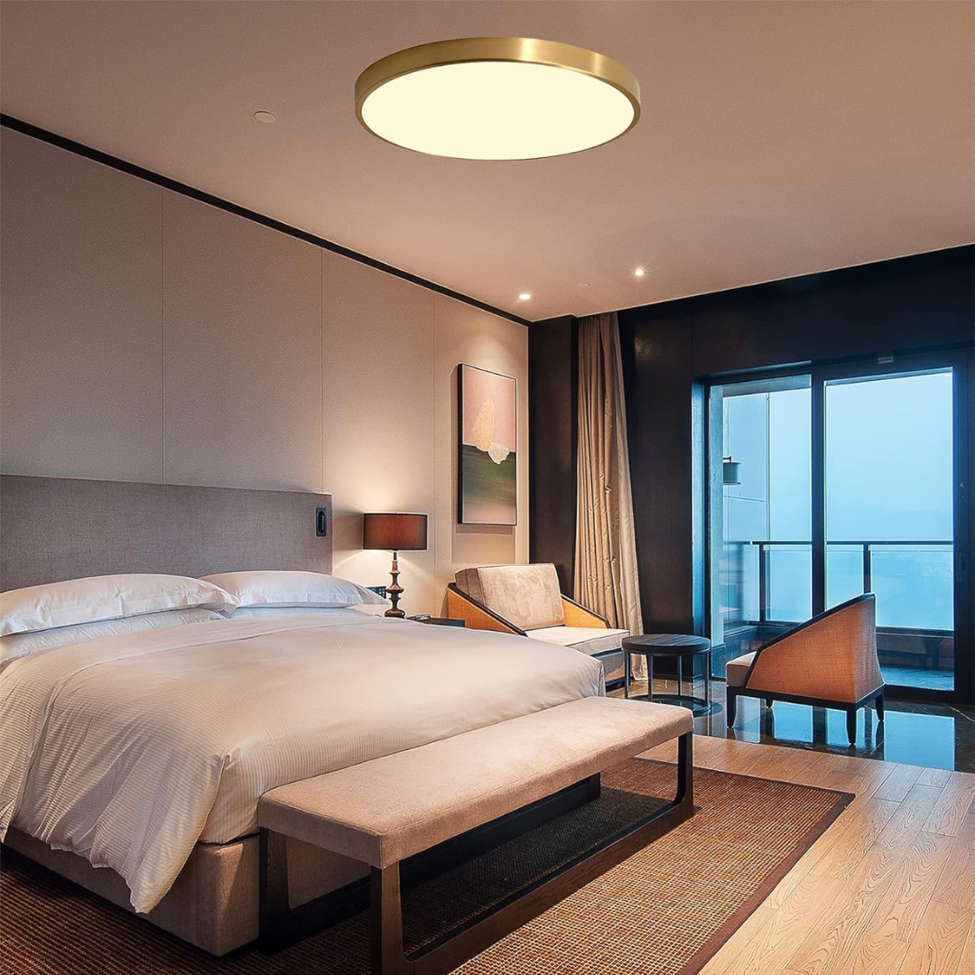 Elara Ultra Thin Gold LED Ceiling Light Minimalist Glow