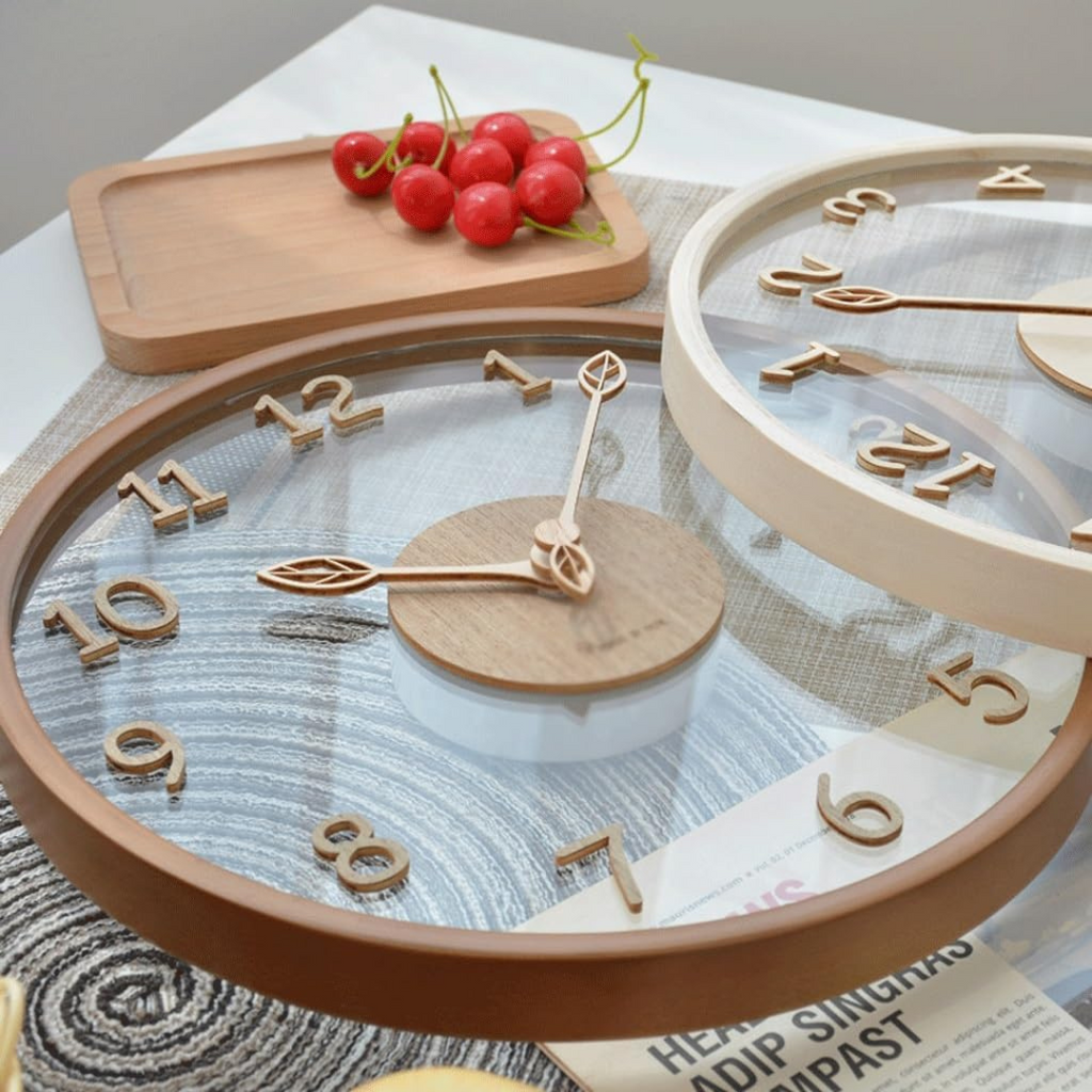 Orselle Modern Minimalist Wooden Wall Clock With Glass
