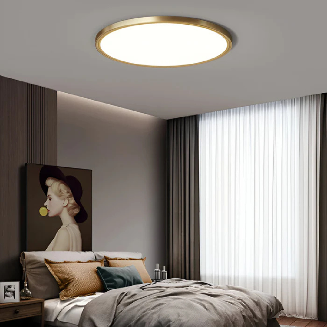 Elara Ultra Thin Gold LED Ceiling Light Minimalist Glow