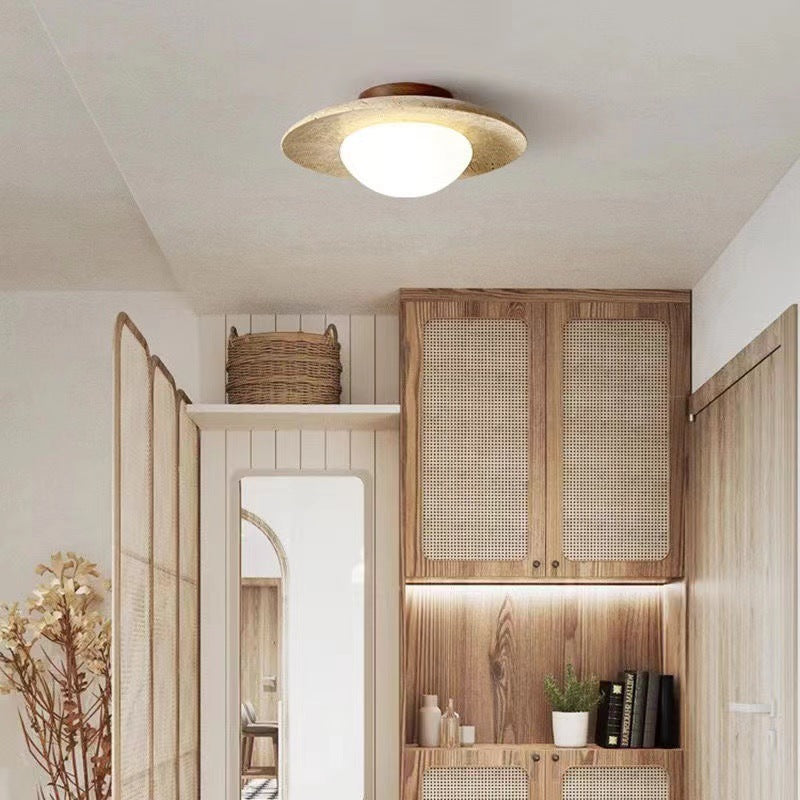 Sorene Minimalist Travertine LED Ceiling Light Fixture