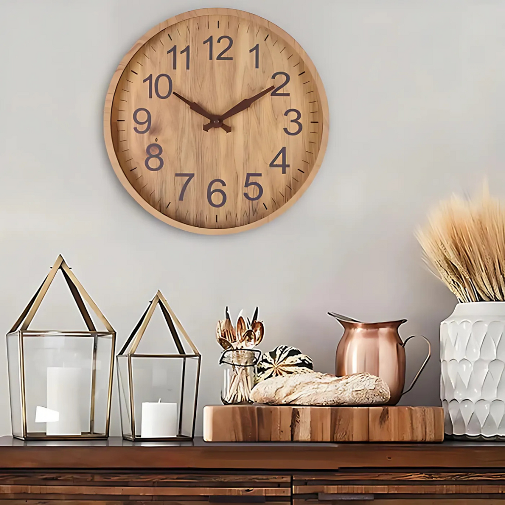 Lunora Oversized Wooden Wall Clock For Cozy Living Room