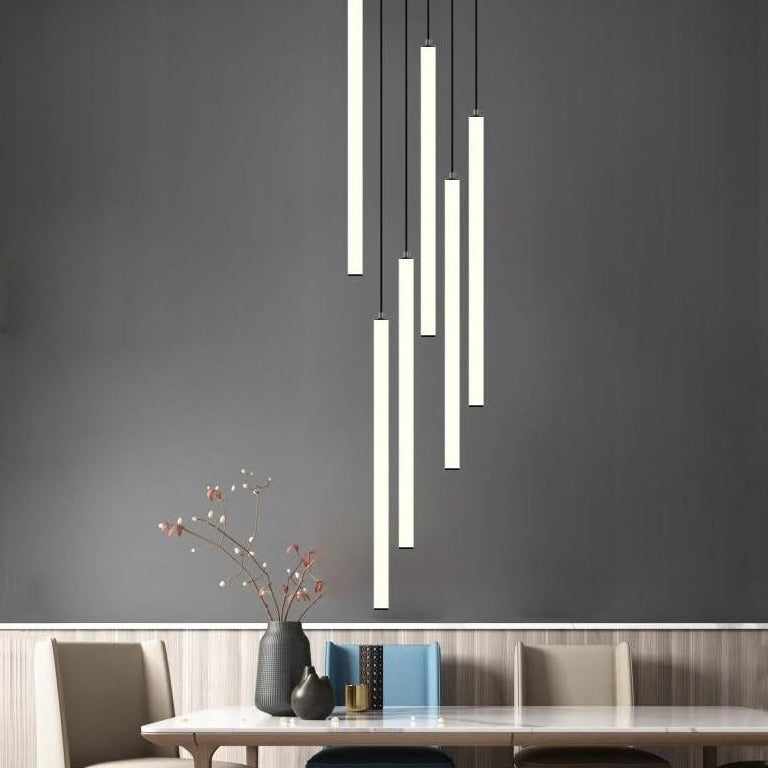 Lysara | Scandinavian LED Rod Pendant in Black and Gold