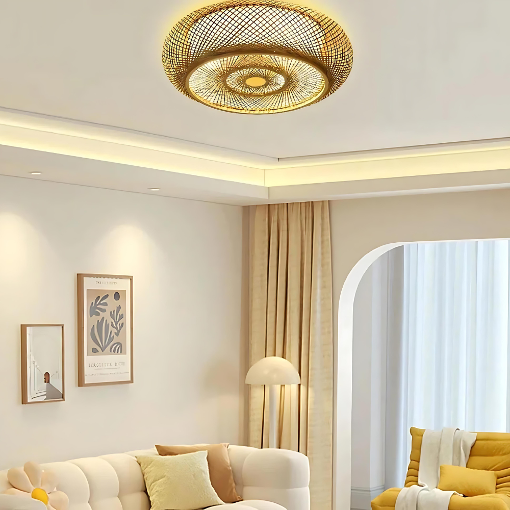 Serevia | Hand-Woven Bamboo Ceiling Lamp For Boho Spaces