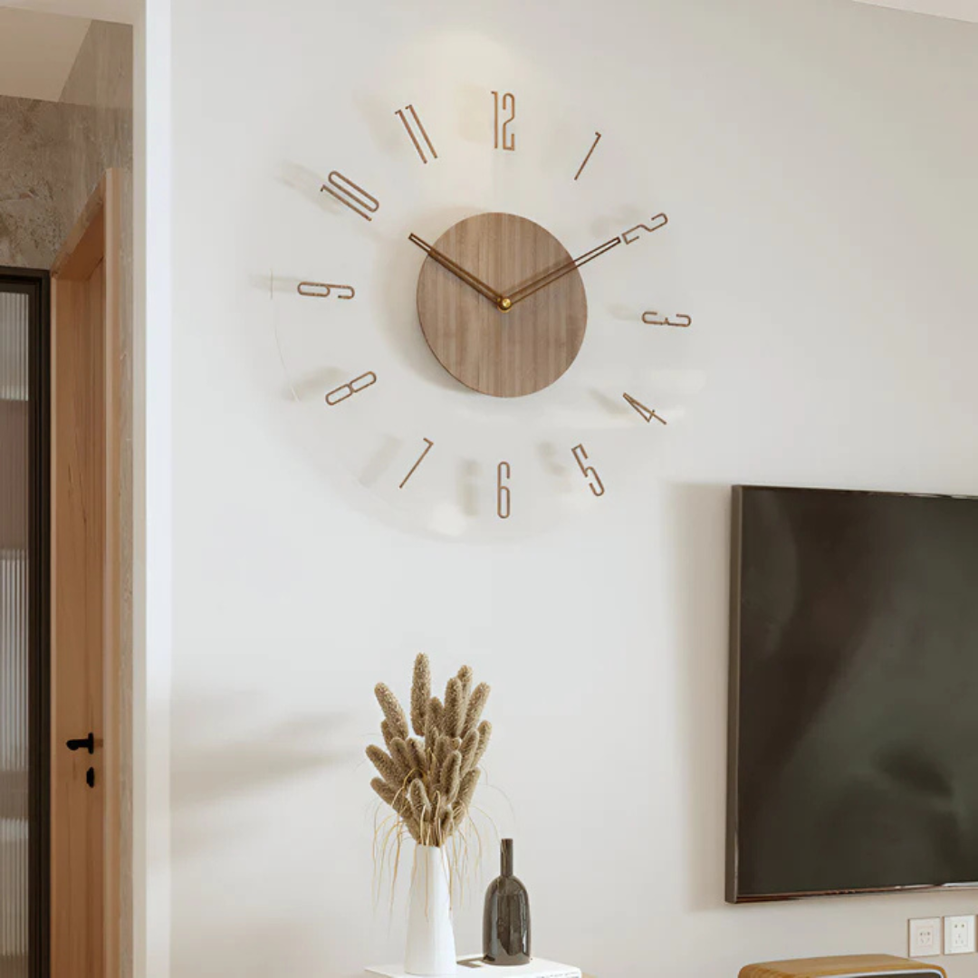 Volnox | Modern Silent Wall Clock 30 Cm Acrylic And Wood