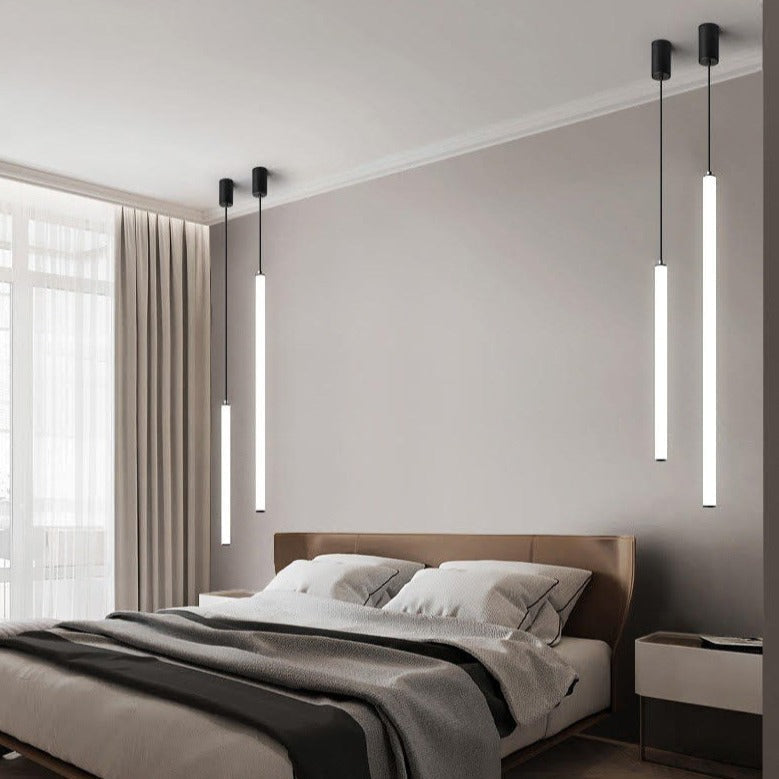 Lysara | Scandinavian LED Rod Pendant in Black and Gold