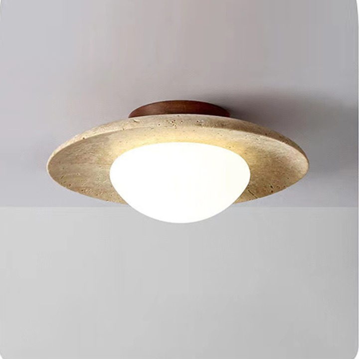 Sorene Minimalist Travertine LED Ceiling Light Fixture