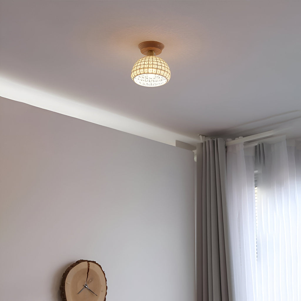 Hylva | Nordic Ceramic Ceiling Light With Brass Trim