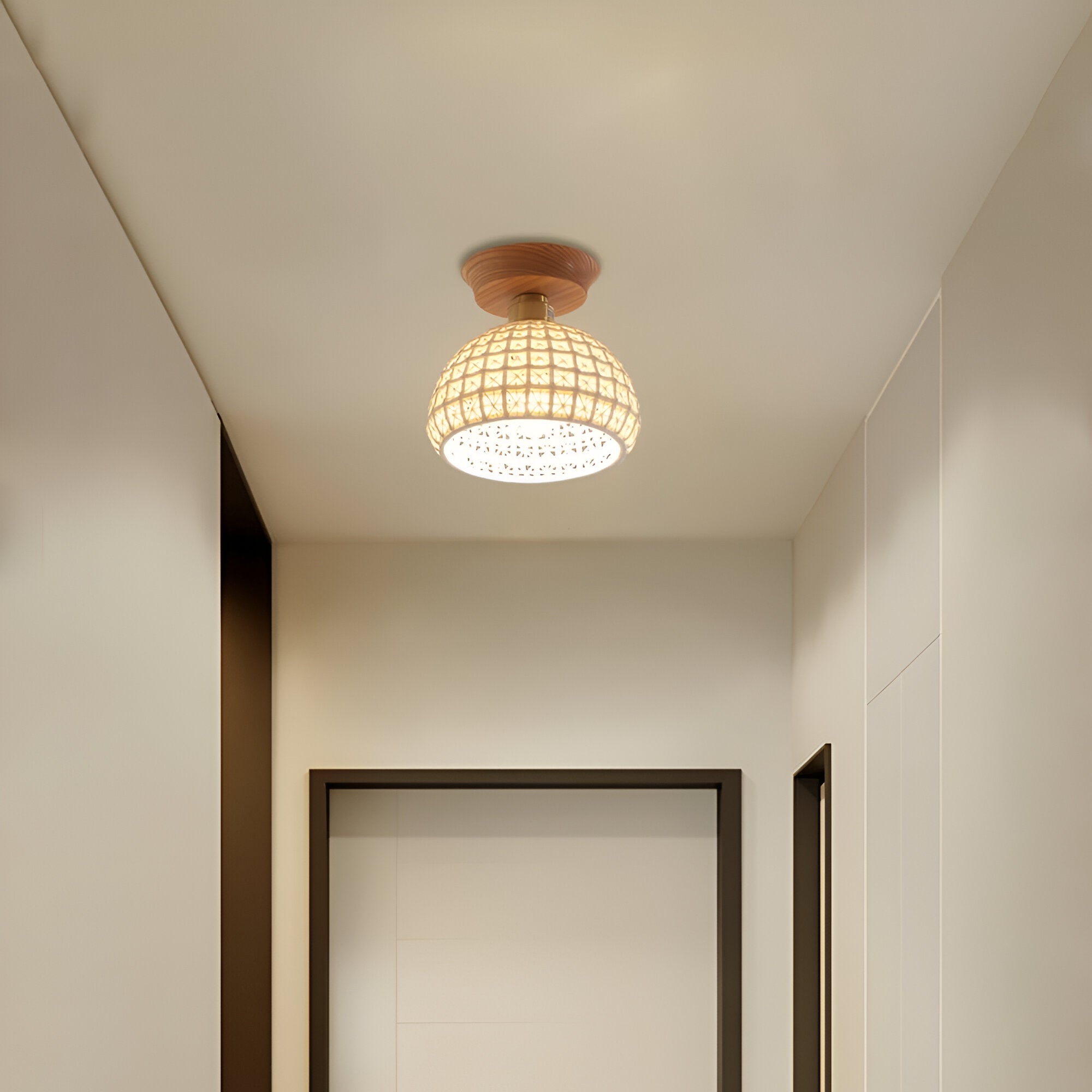 Hylva | Nordic Ceramic Ceiling Light With Brass Trim