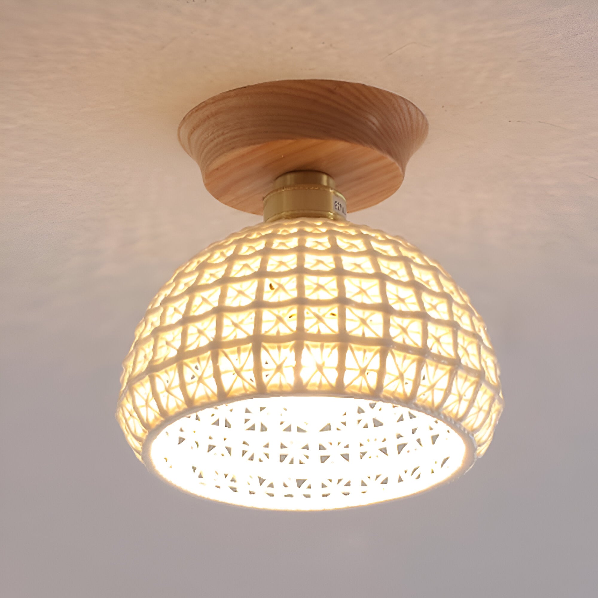 Hylva | Nordic Ceramic Ceiling Light With Brass Trim
