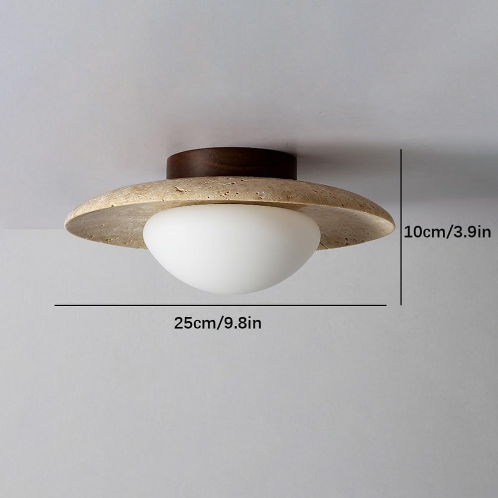 Sorene Minimalist Travertine LED Ceiling Light Fixture