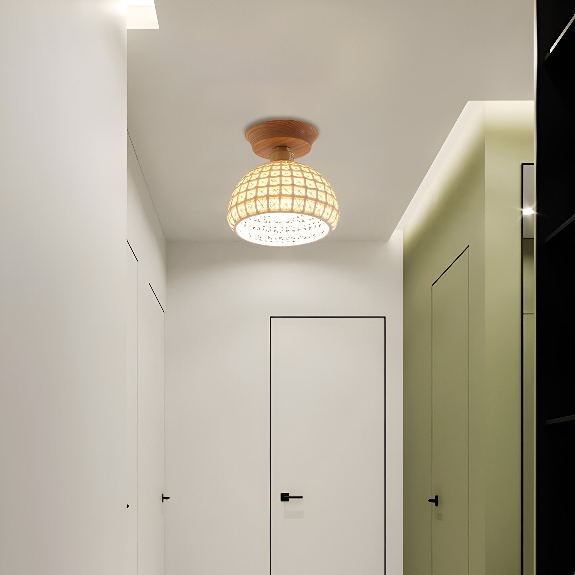 Hylva | Nordic Ceramic Ceiling Light With Brass Trim