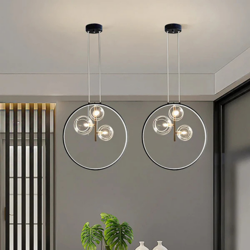 Neriva | Minimal Black Pendant Lamp With Glass Globe