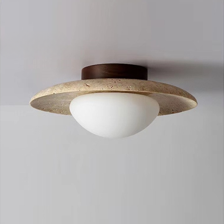 Sorene Minimalist Travertine LED Ceiling Light Fixture
