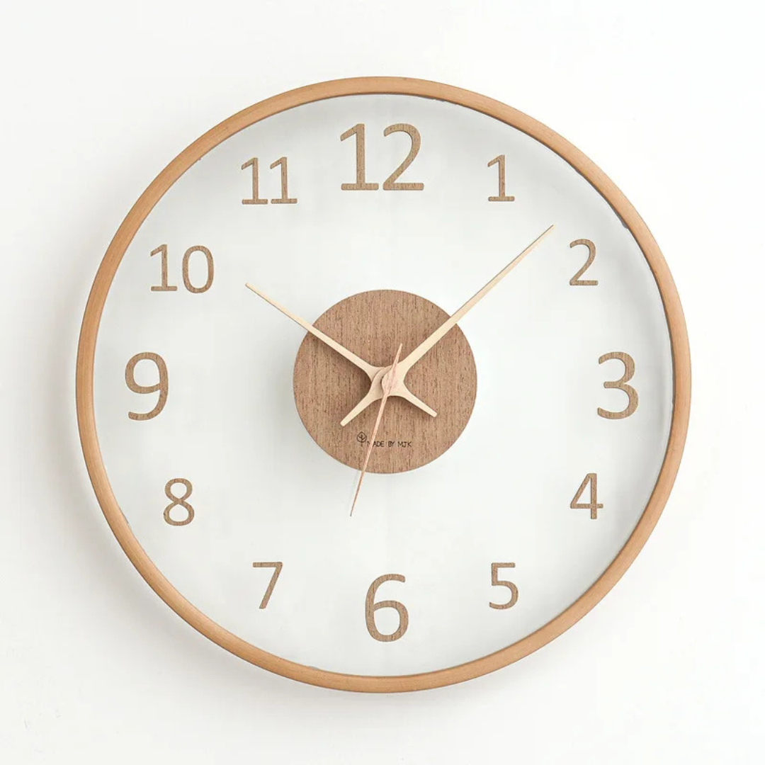 Orselle Modern Minimalist Wooden Wall Clock With Glass