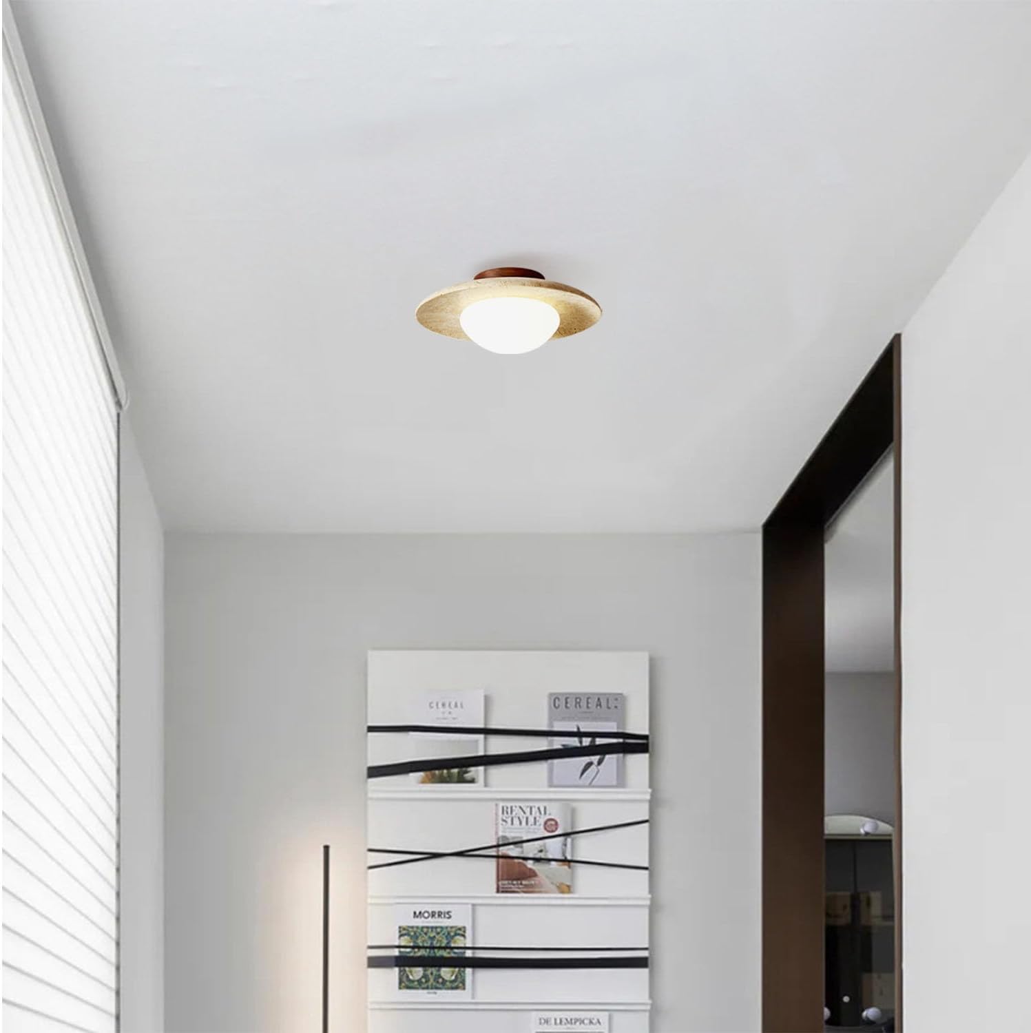 Sorene Minimalist Travertine LED Ceiling Light Fixture