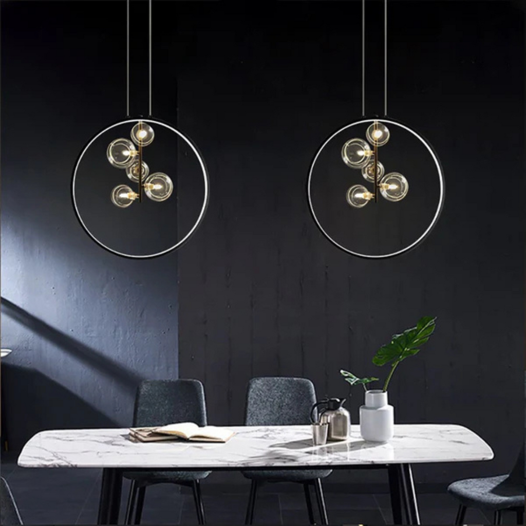 Neriva | Minimal Black Pendant Lamp With Glass Globe
