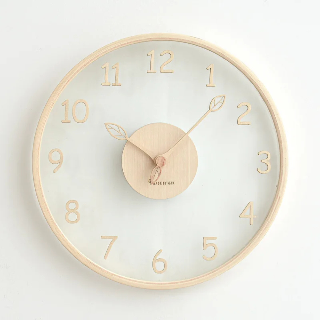 Orselle Modern Minimalist Wooden Wall Clock With Glass