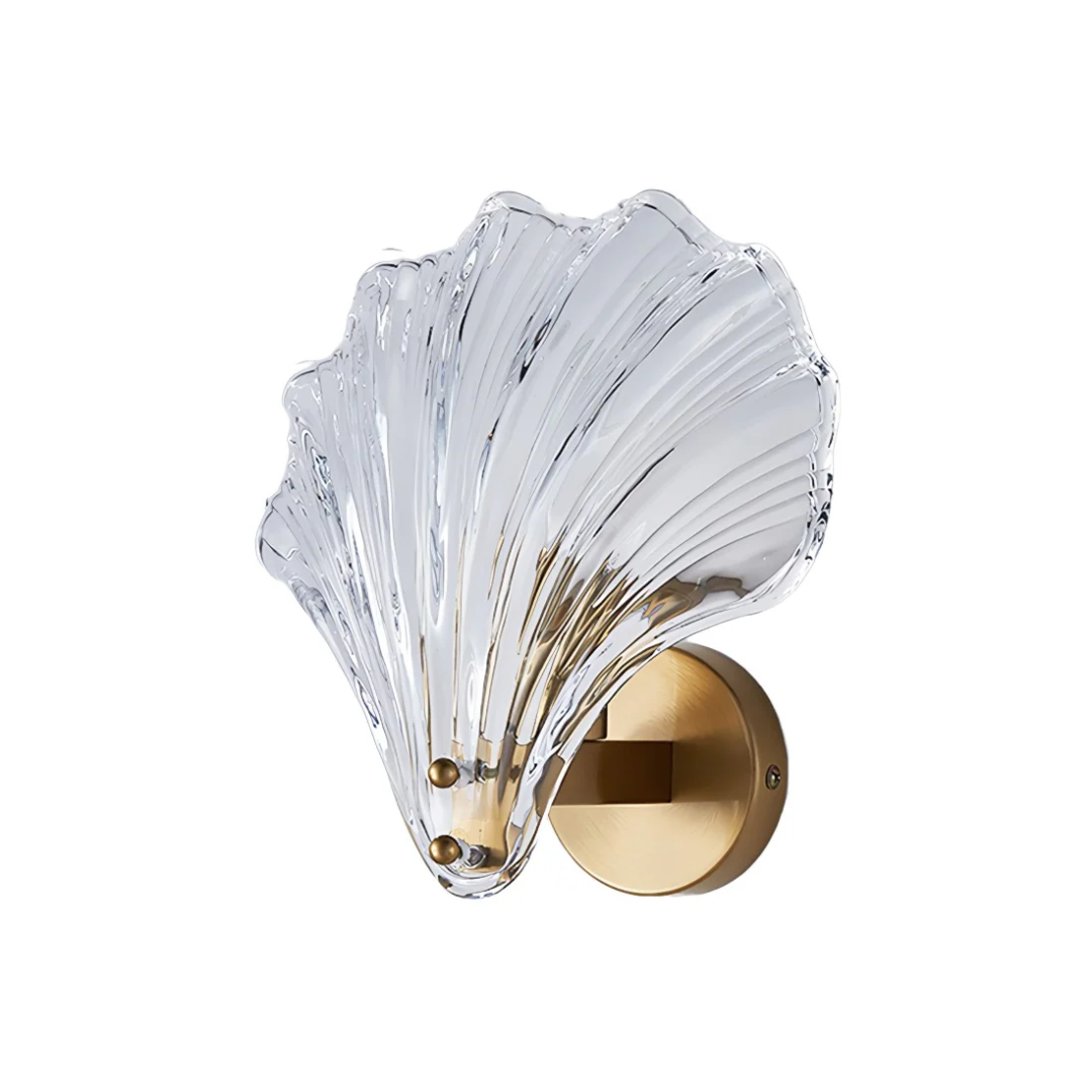 Aeloria Glass Shell Wall Lamp With Brass Finish For Bedroom