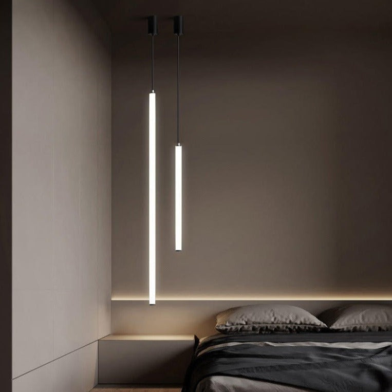 Lysara | Scandinavian LED Rod Pendant in Black and Gold
