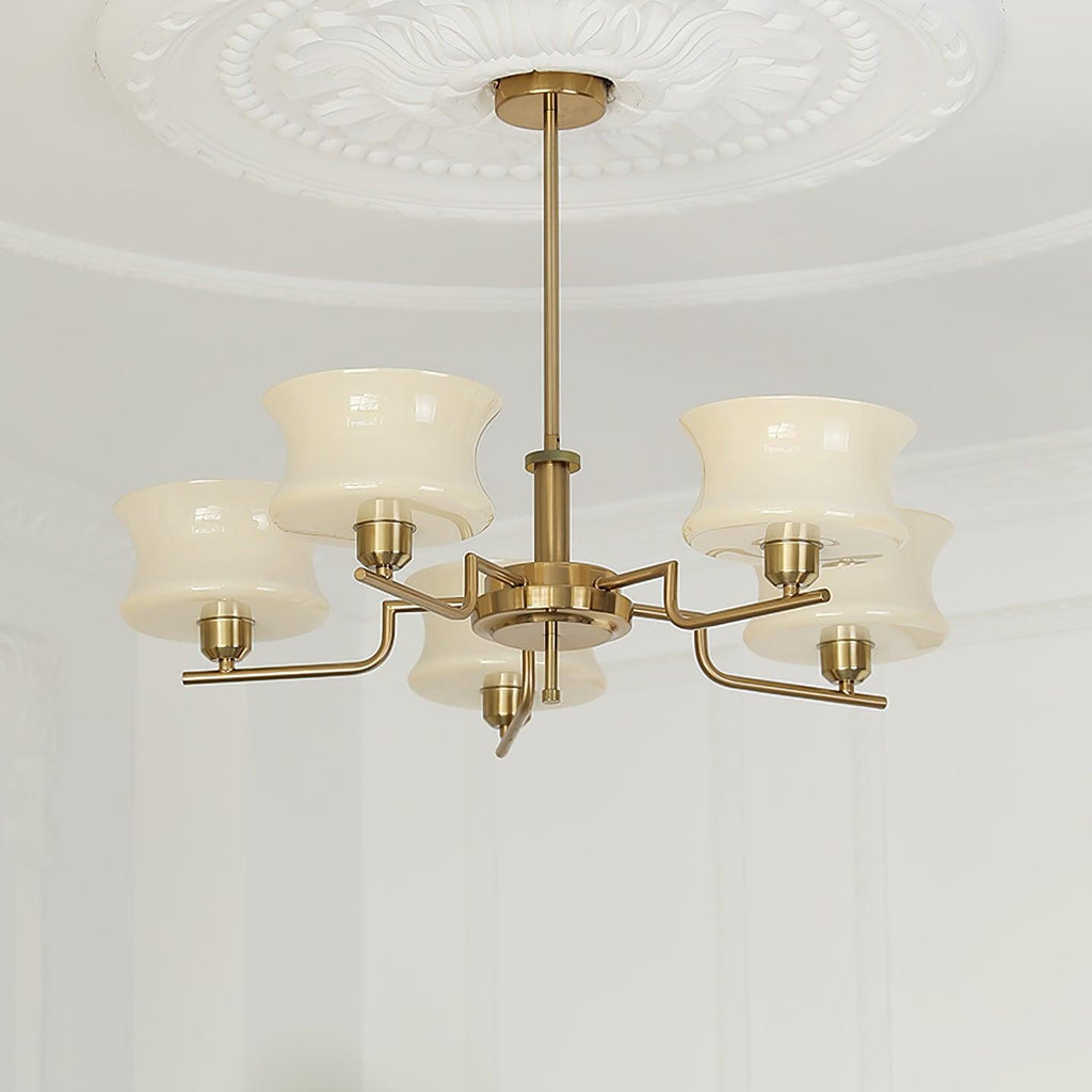 Aurelle | Ribbed Glass & Gold Chandelier For Dining Room