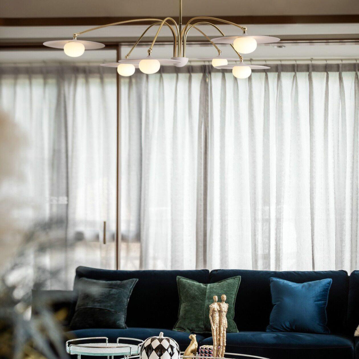 Virella | 1920s Art Deco Textured Glass and Iron Chandelier