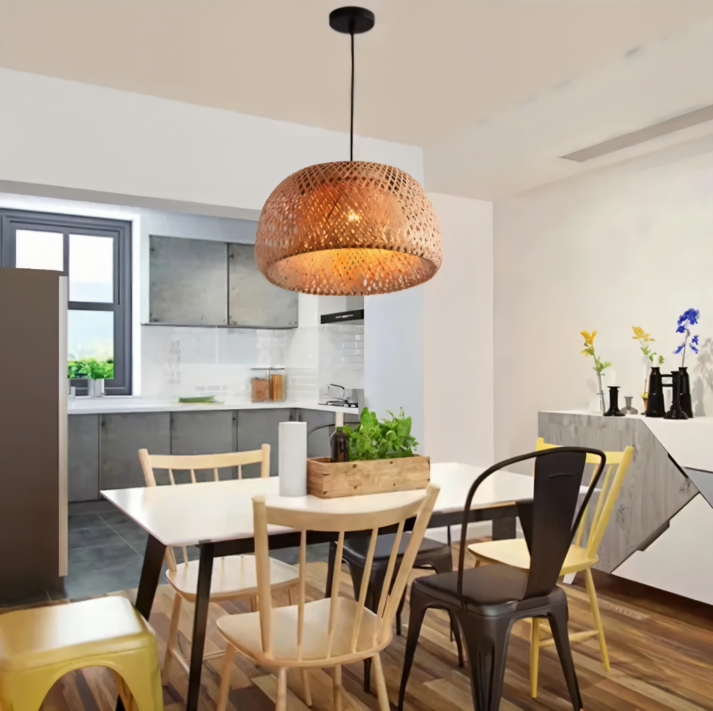 Liora | Hand-Woven Bamboo Dome Pendant Light Soft Glow