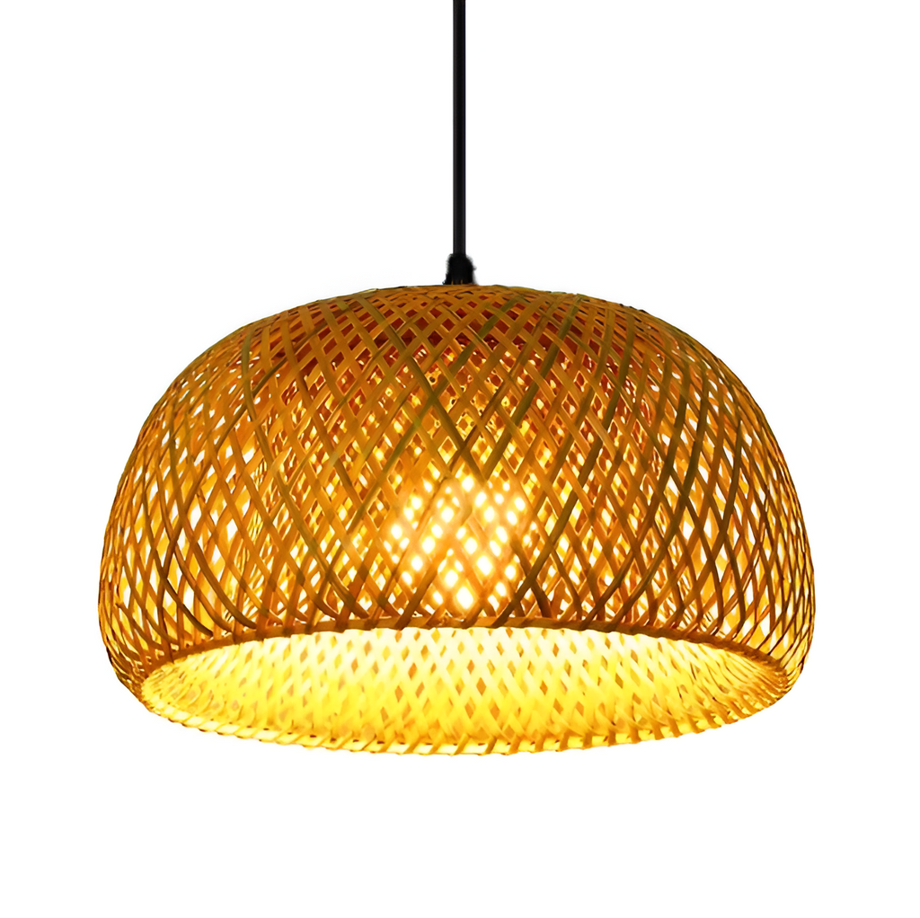 Liora | Hand-Woven Bamboo Dome Pendant Light Soft Glow