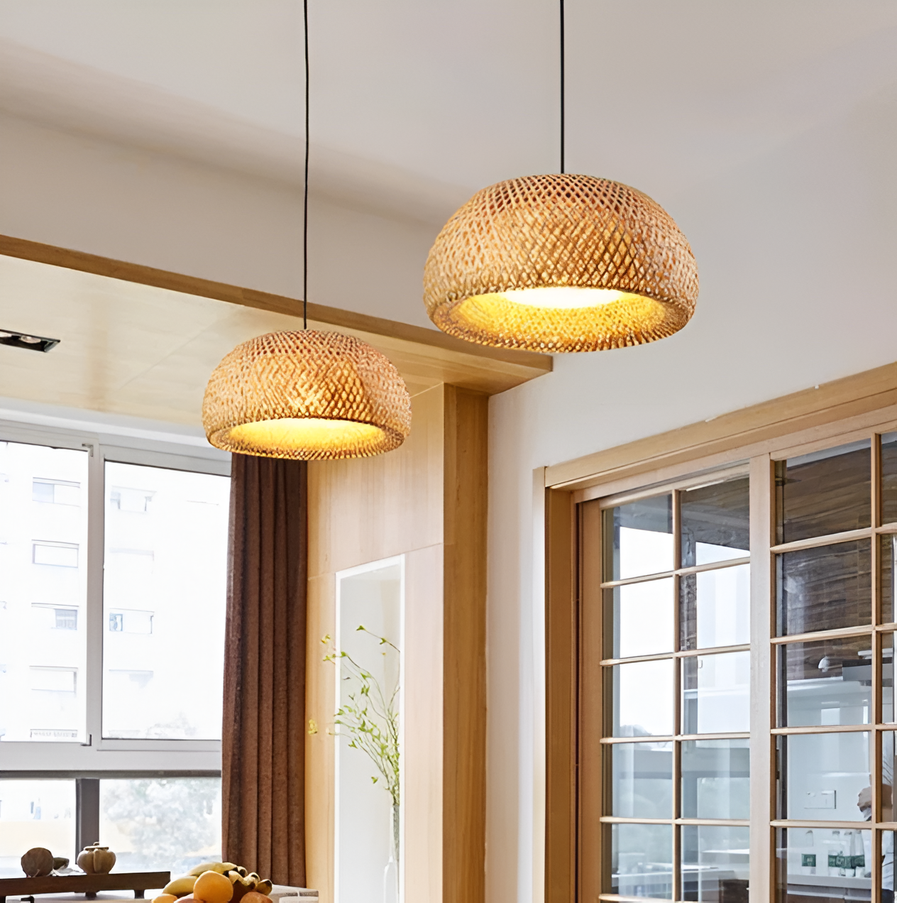 Liora | Hand-Woven Bamboo Dome Pendant Light Soft Glow