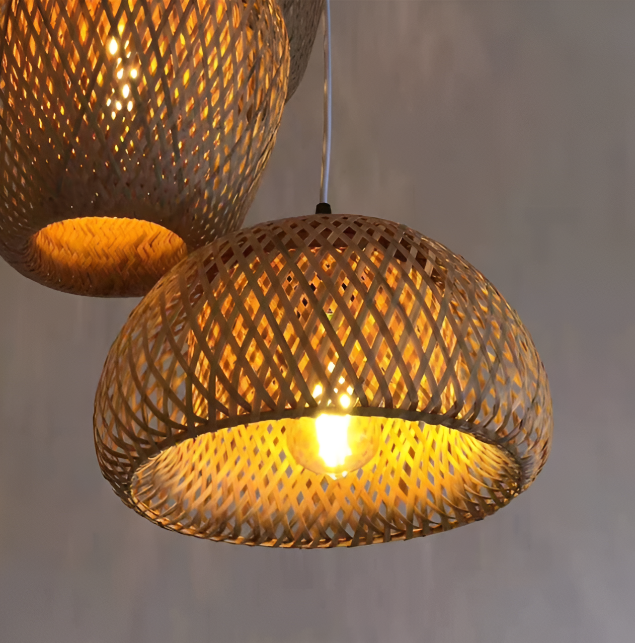 Liora | Hand-Woven Bamboo Dome Pendant Light Soft Glow