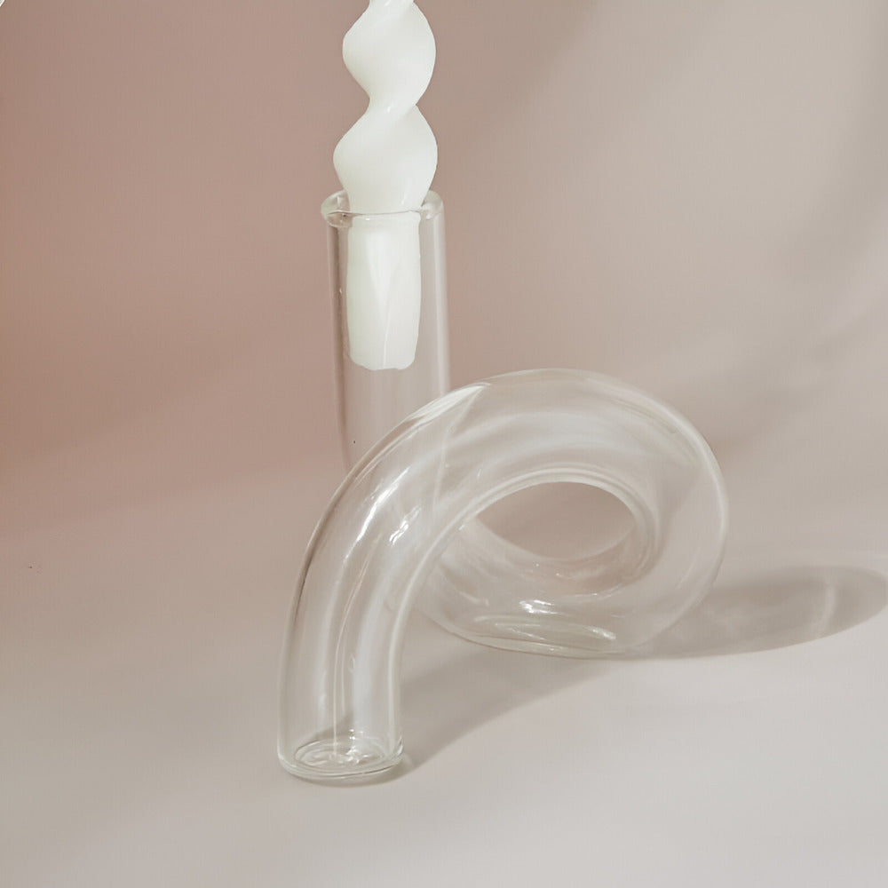 Marisel | Clear Glass Vase With Built-In Candle Holder