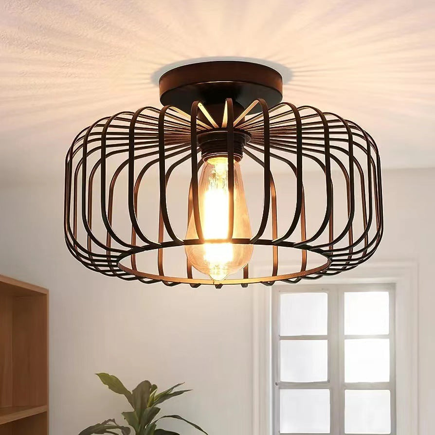 Korr | Modern Industrial Birdcage Ceiling Lamp Matte Black