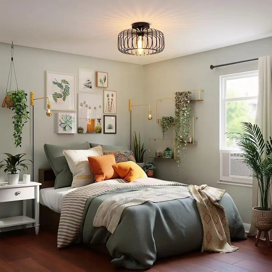 Korr | Modern Industrial Birdcage Ceiling Lamp Matte Black