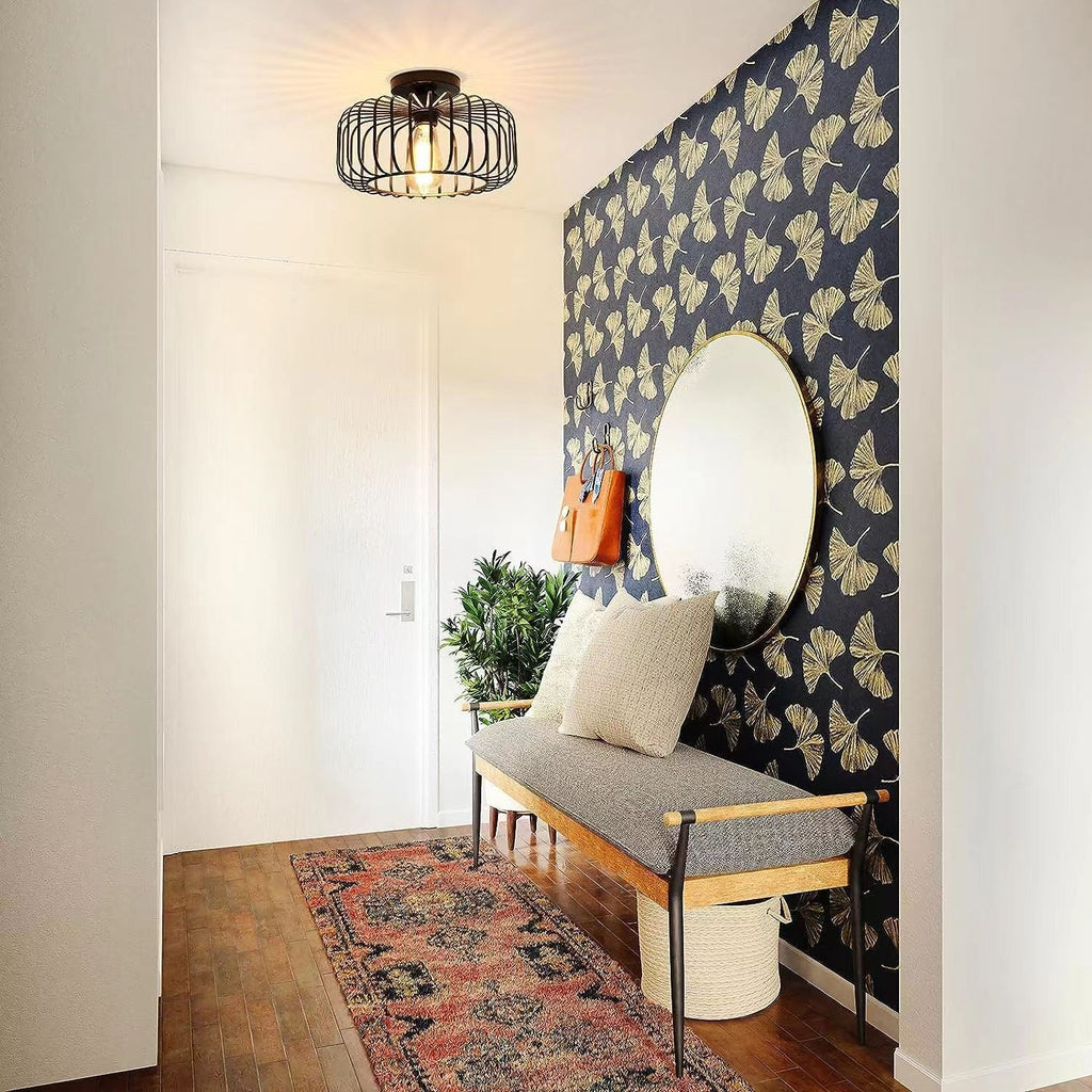 Korr | Modern Industrial Birdcage Ceiling Lamp Matte Black