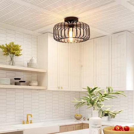 Korr | Modern Industrial Birdcage Ceiling Lamp Matte Black