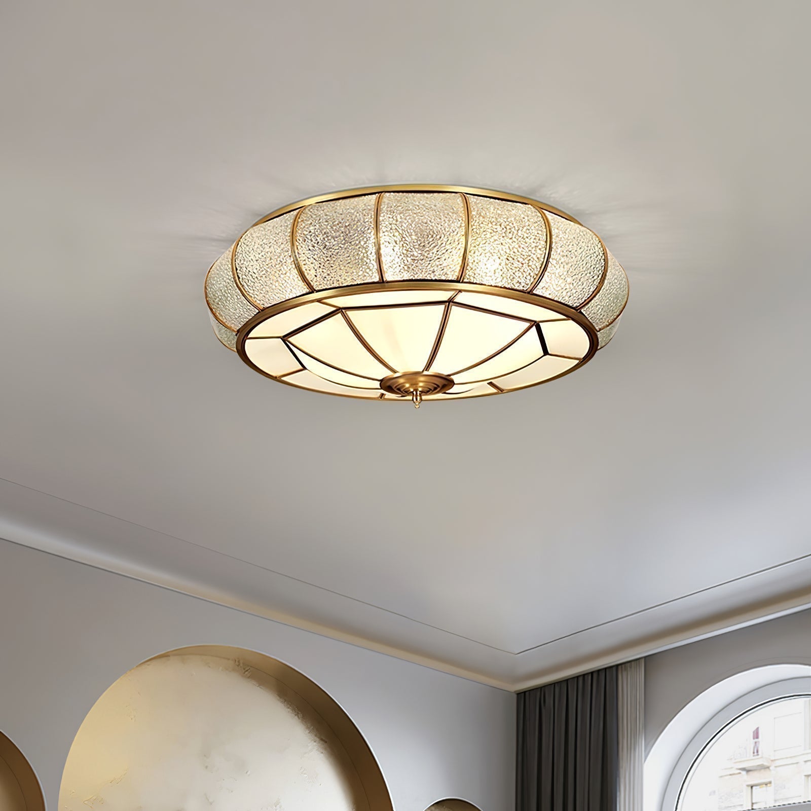 Verelle Round Ceiling Light With Textured Glass Finish