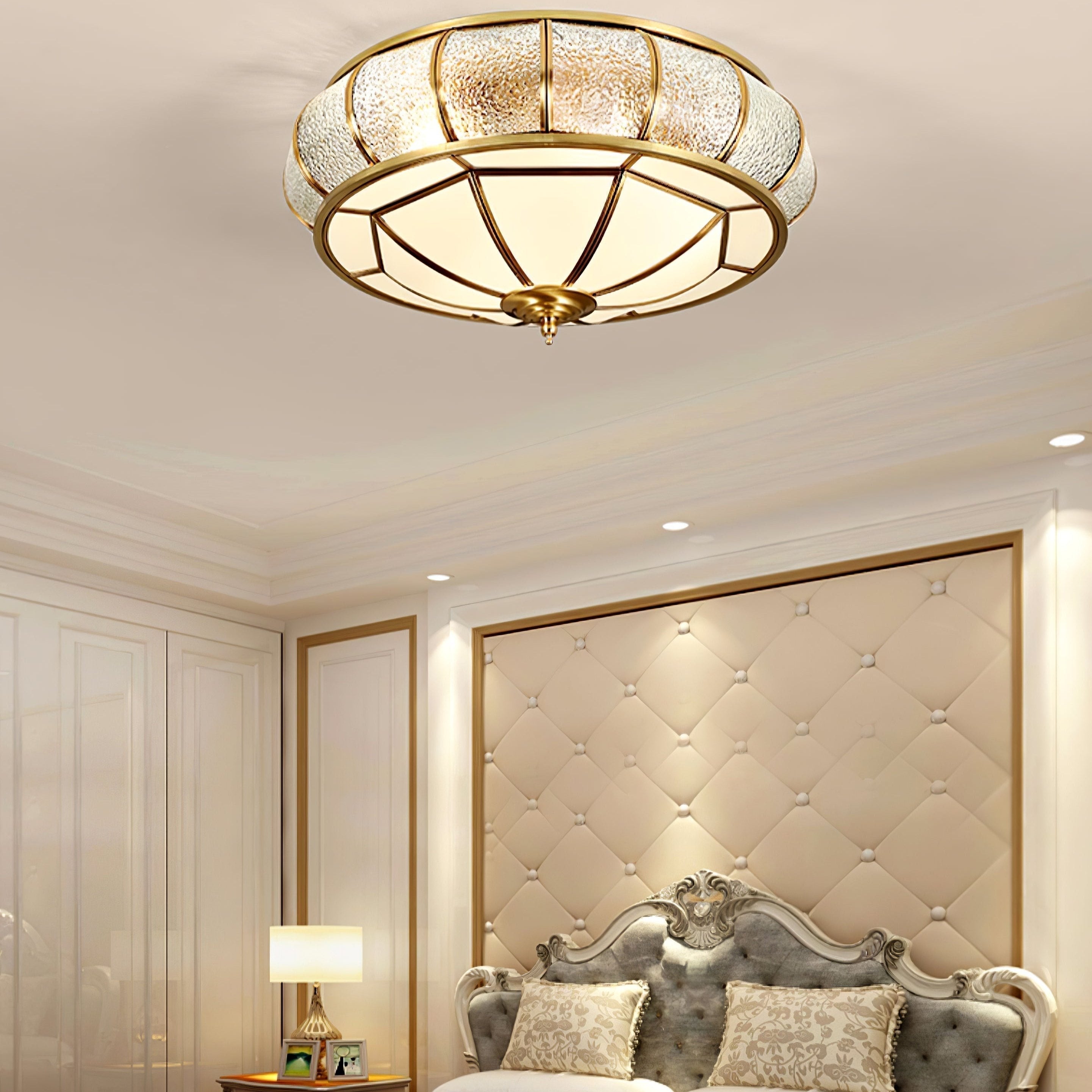 Verelle Round Ceiling Light With Textured Glass Finish