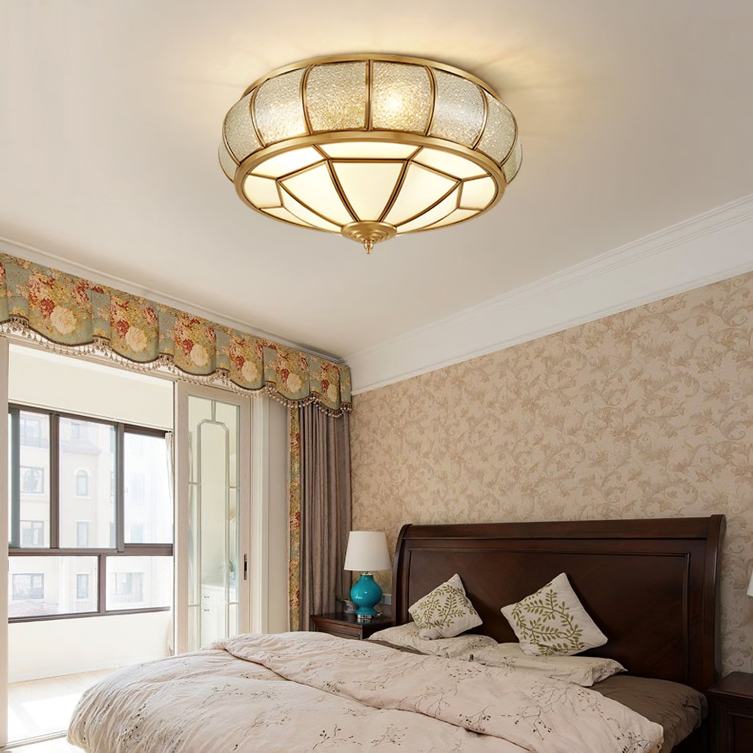 Verelle Round Ceiling Light With Textured Glass Finish