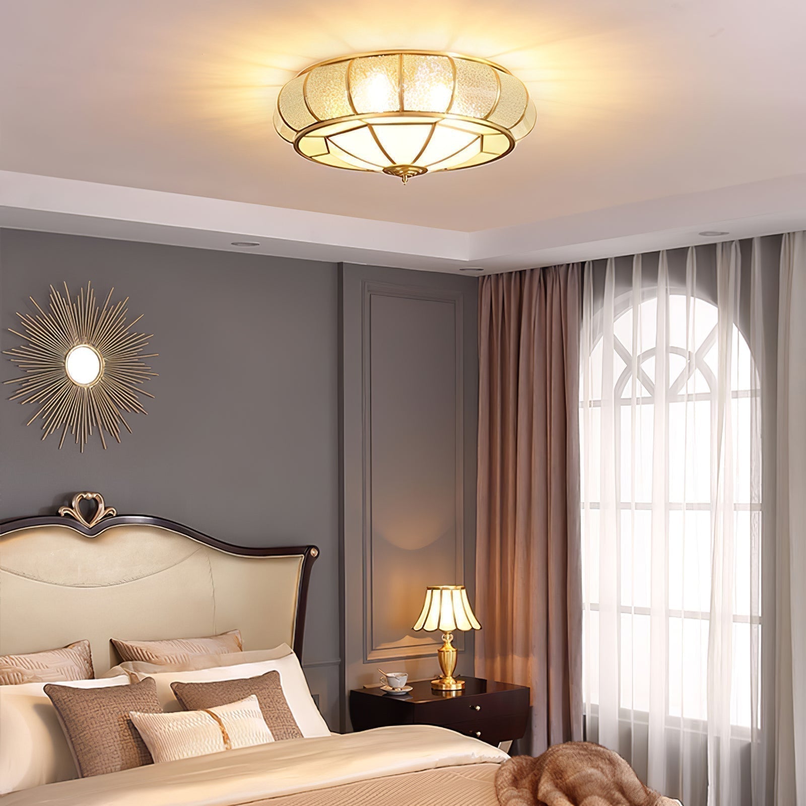 Verelle Round Ceiling Light With Textured Glass Finish