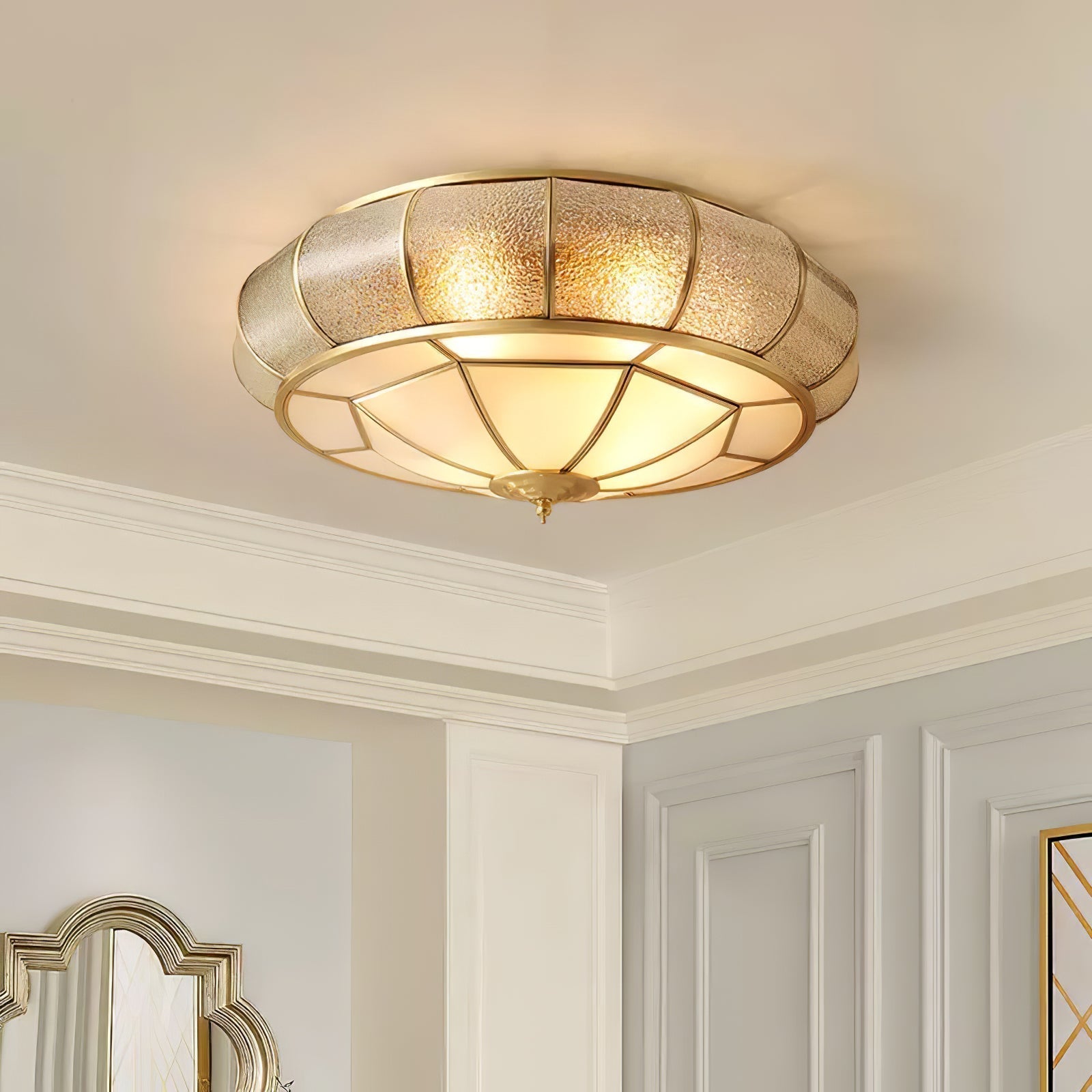 Verelle Round Ceiling Light With Textured Glass Finish