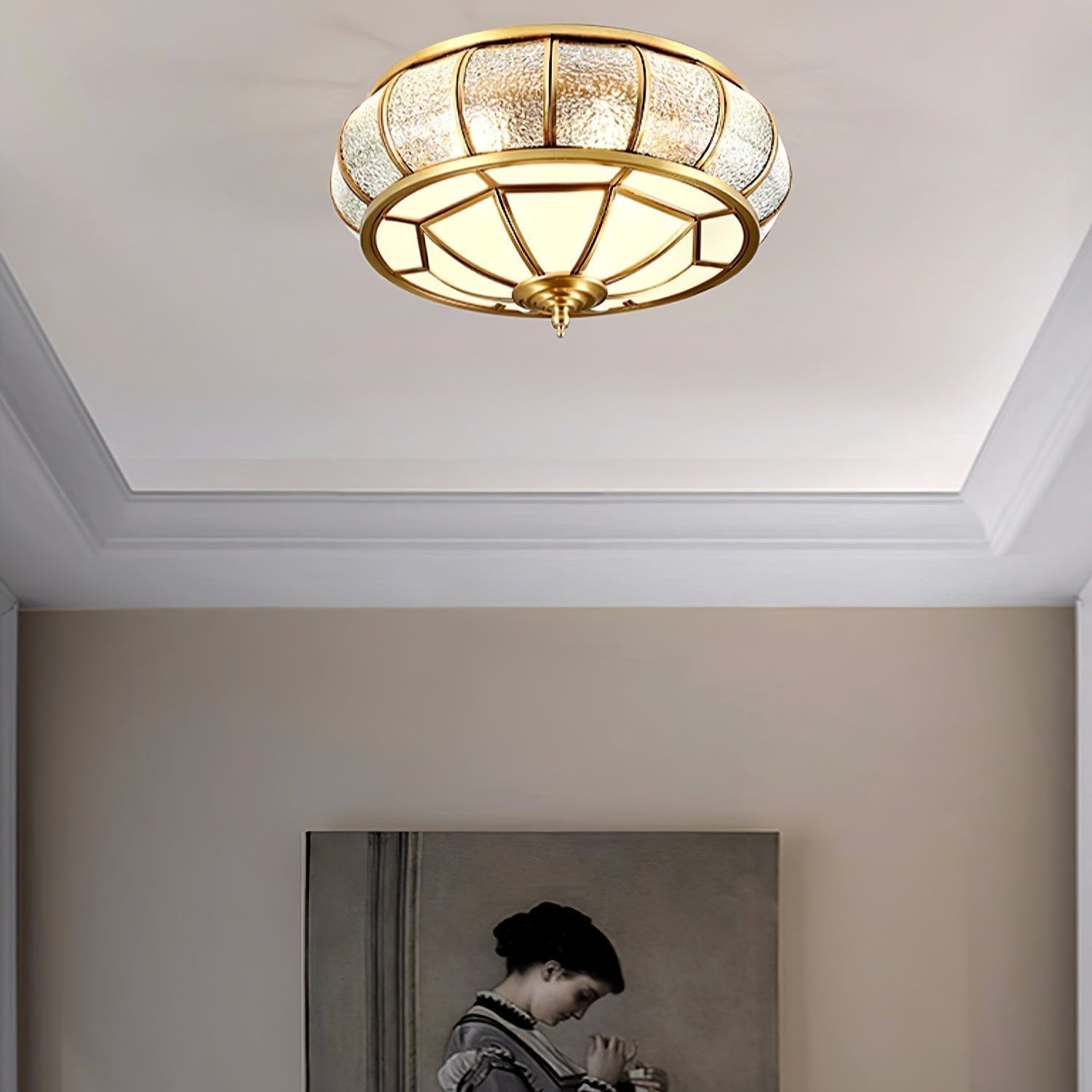Verelle Round Ceiling Light With Textured Glass Finish