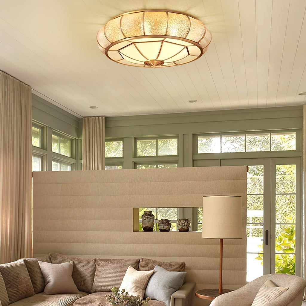 Verelle Round Ceiling Light With Textured Glass Finish