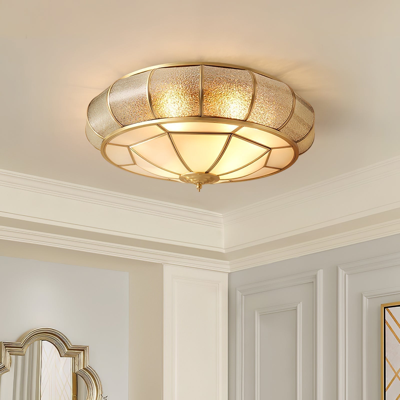 Verelle Round Ceiling Light With Textured Glass Finish