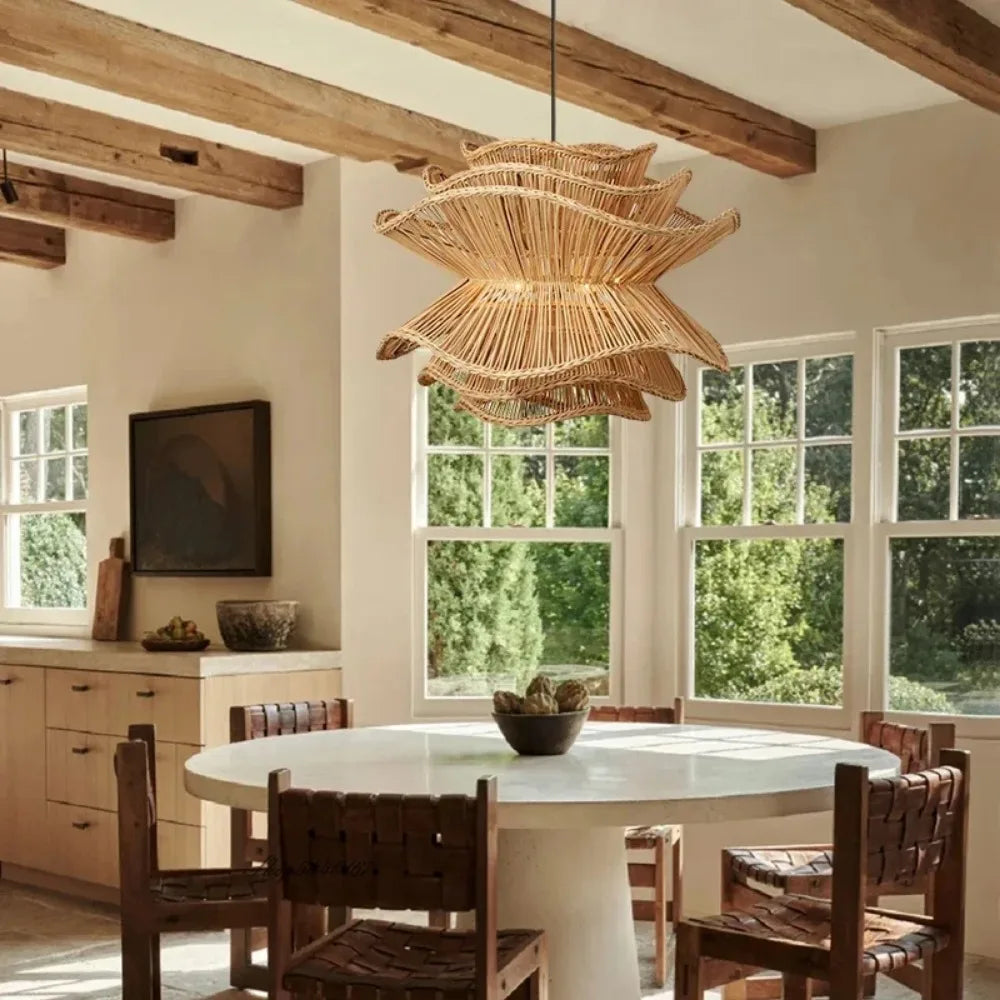 Vellori Layered Rattan Hanging Lamp Scandinavian Style