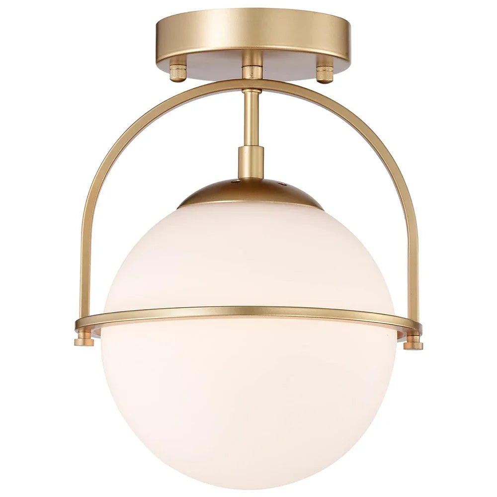 Vestra | Scandinavian Milk Glass Semi-Flush Ceiling Light