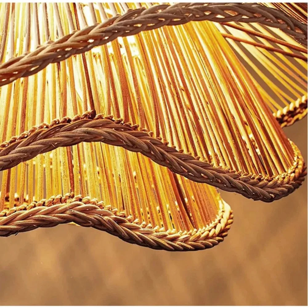 Vellori Layered Rattan Hanging Lamp Scandinavian Style